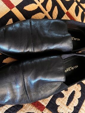 Kelsi Dagger Black Leather Slip-On Loafers